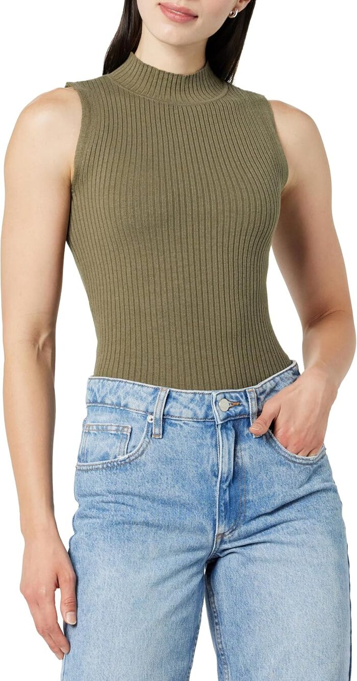 NWT The Drop Womens Karolina Sleeveless Ribbed Mock-Neck Sweater Size S